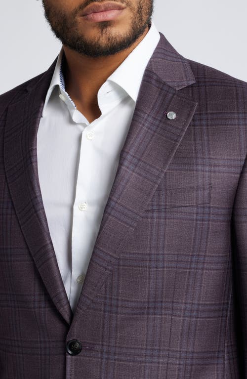 Shop Ted Baker London Jay Plaid Wool Sport Coat In Burgundy