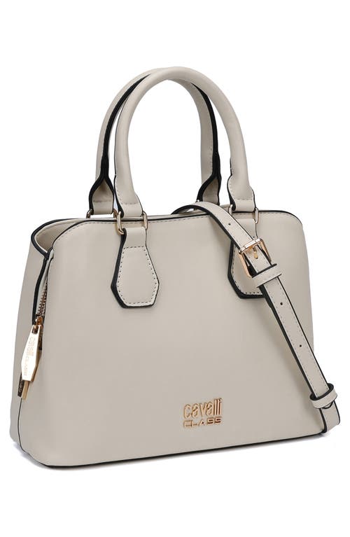 Shop Roberto Cavalli Terre Triple Compartment Satchel In Ivory