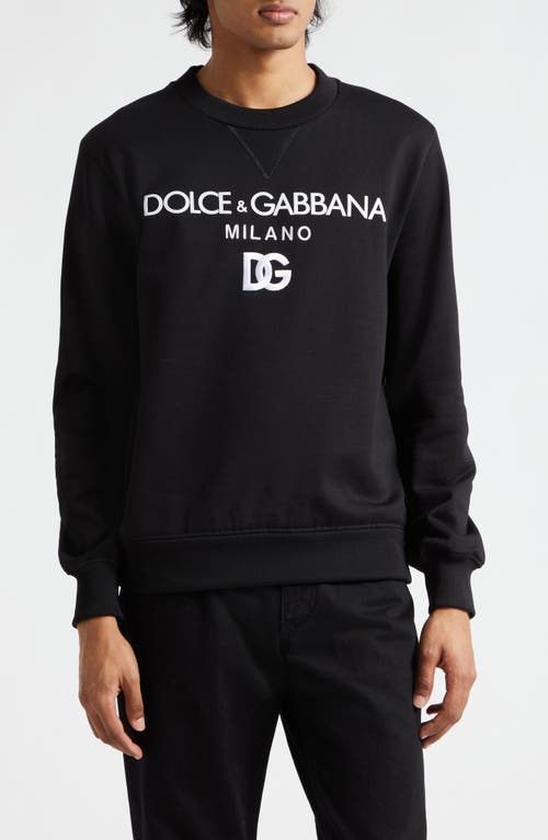 Dolce & Gabbana Embroidered Logo Cotton French Terry Graphic Sweatshirt N0000 Nero at Nordstrom, Us