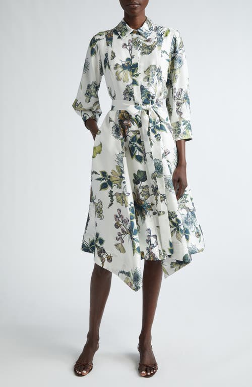 Jason Wu Collection Forest Floral Silk Twill Shirtdress Chalk Multi at Nordstrom,