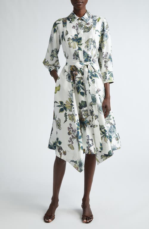 Shop Jason Wu Collection Forest Floral Silk Twill Shirtdress In Chalk Multi