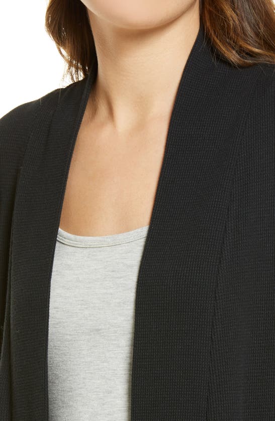 Splendid Waffle Open Cardigan In Black