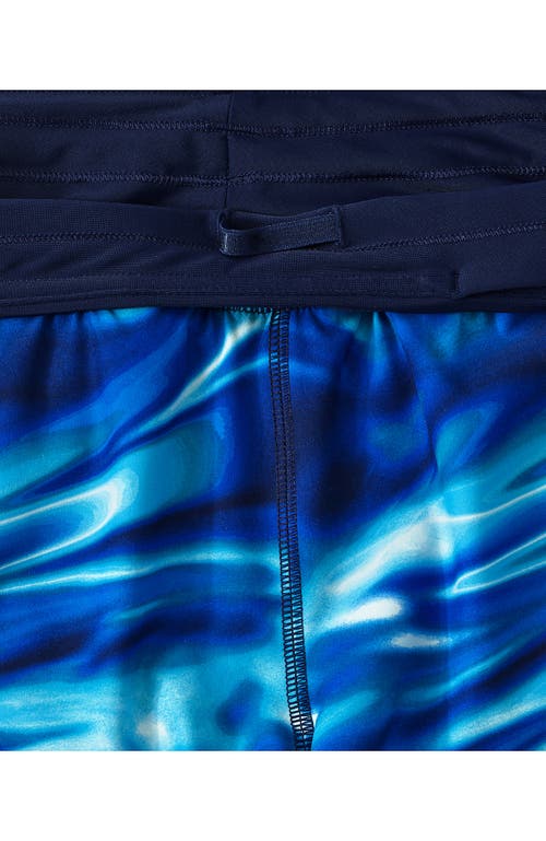 Shop Lands' End 5" Quick Dry Elastic Waist Board Shorts Swim Cover-up Shorts With Panty In Electric Blue Multi/swirl