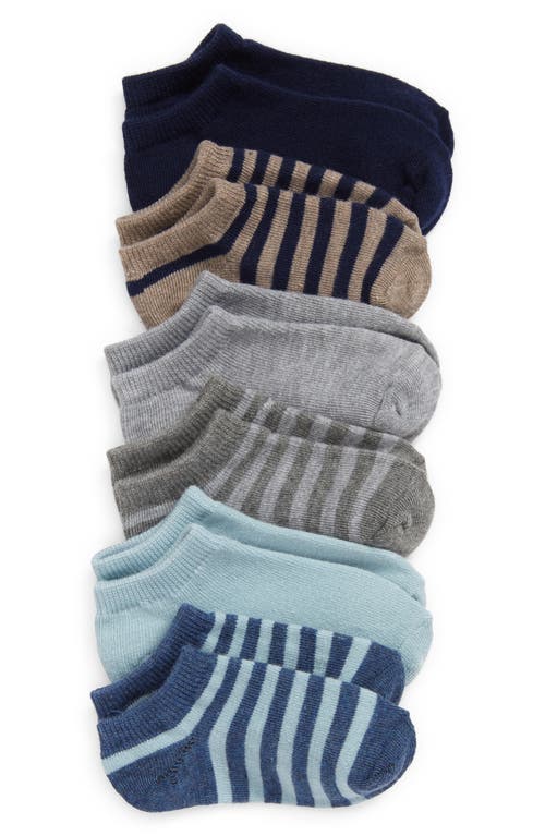 Tucker + Tate Assorted 6-Pack Lowcut Socks in Blue Stripe Solid Pack