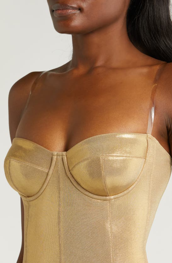 Shop Norma Kamali Corset One-piece Swimsuit In Gold