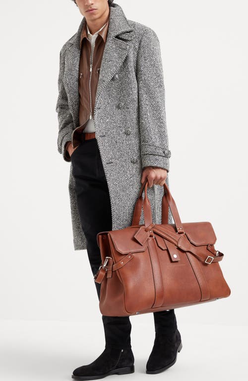 Shop Brunello Cucinelli Grained Calfskin Country Weekender Bag In Copper