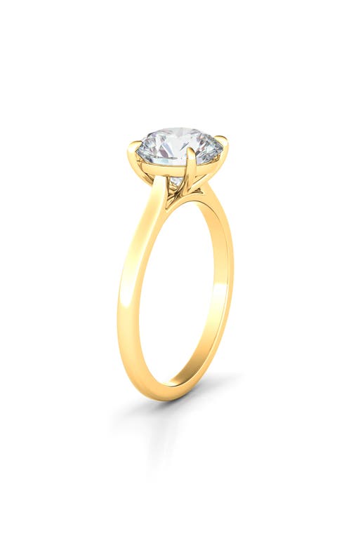 Shop Hautecarat Round Brilliant Cut Lab Created Diamond Ring In 2.00 Ctw 18k Yellow Gold