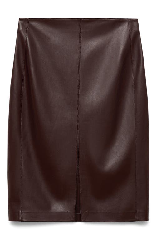 Mango Faux Leather Pencil Skirt In Wine