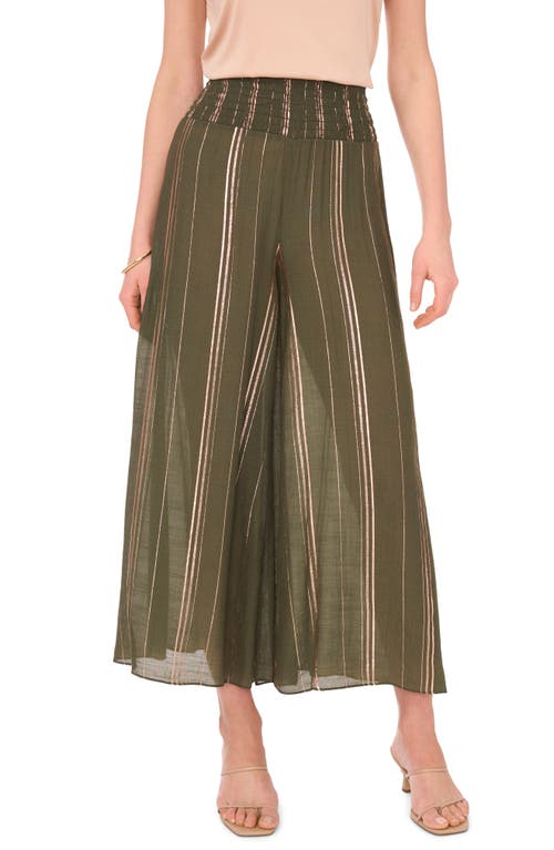 Shop Vince Camuto Smocked Waist Wide Leg Pants In Olive Moss