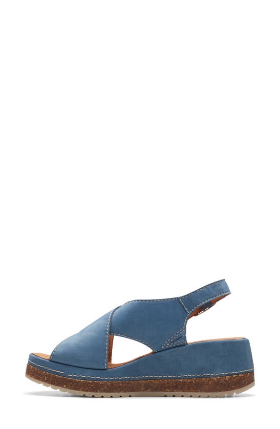 Shop Clarks (r) Kassanda Step Wedge Sandal In Blue Nubuck