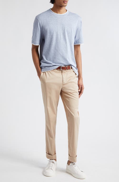 Shop Brunello Cucinelli Linen & Cotton T-shirt In Cpo20 Celeste/off White