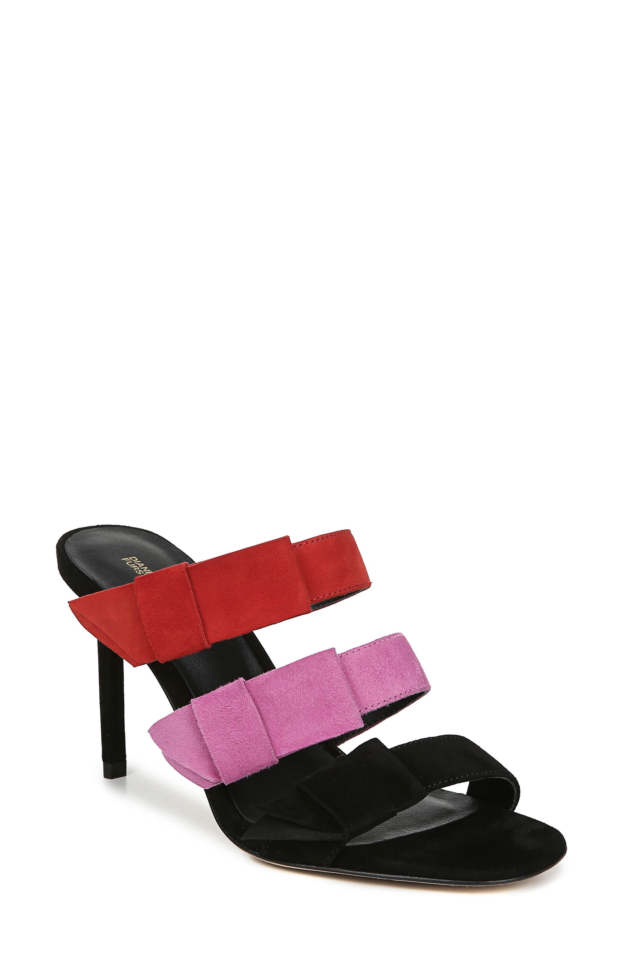 Diane Von Furstenberg Amari Triple Strap Sandal- Red