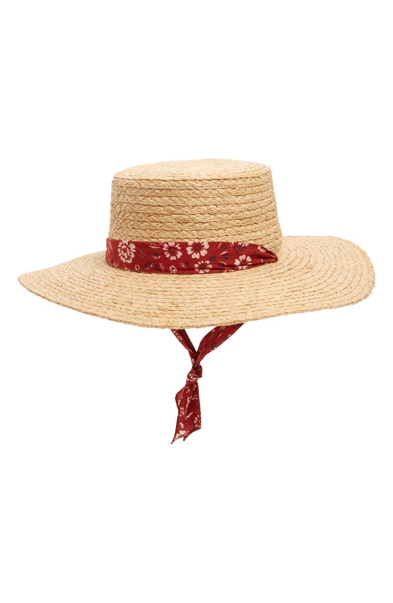 MADEWELL Bandana Trim Straw Hat, Main, color, NATURAL STRAW