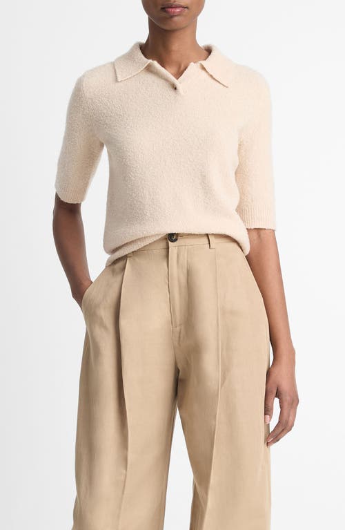 Vince Bouclé Short Sleeve Silk Blend Polo Sweater at Nordstrom,