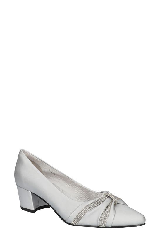 Easy Street Women's Millie Block Heel Pumps In Silver Satin