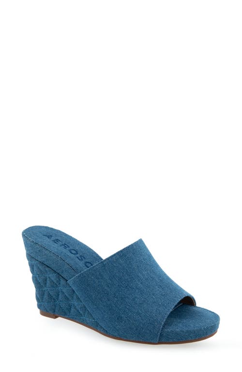 Aerosoles Pierce Quilted Wedge Sandal In Blue