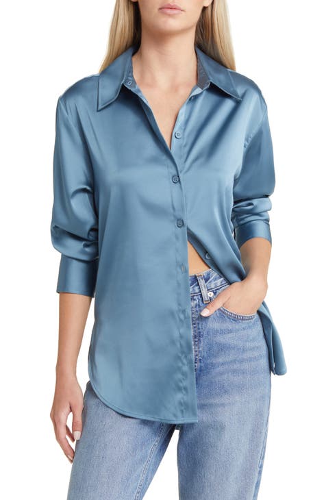 women's button up blue shirt | Nordstrom