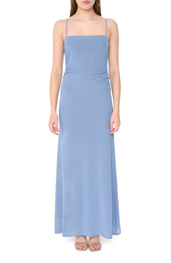 Shop Wayf Isabella Mesh Maxi Dress In Chambray Blue