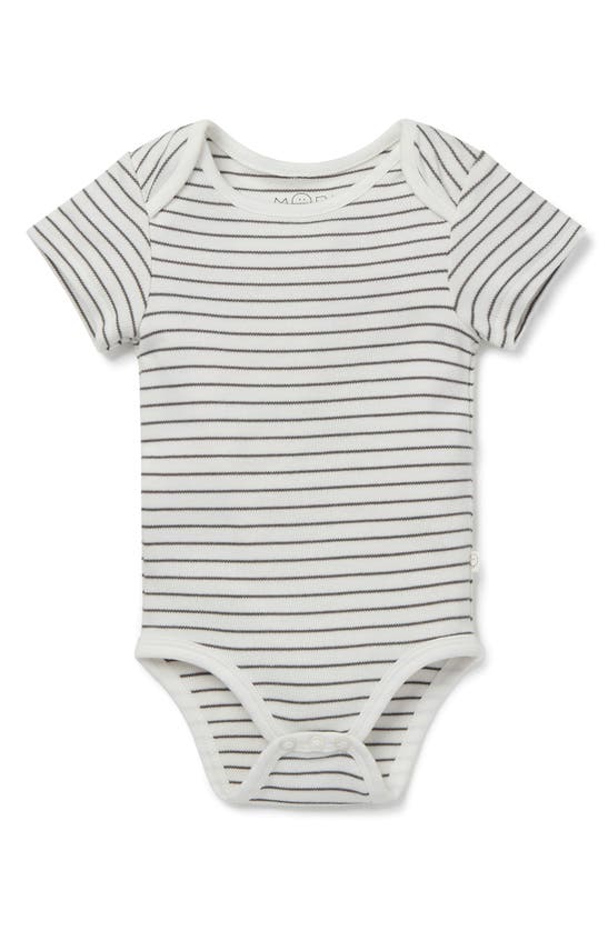 Shop Mori Stripe Short Sleeve Bodysuit In Gray Stripe