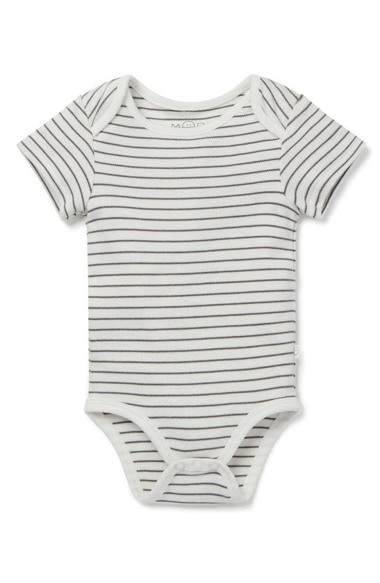 Mori Stripe Short Sleeve Bodysuit In Gray Stripe