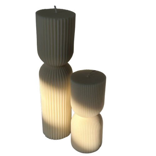 AARAM LUXE AARAM LUXE STRIPED COLUMN CANDLE 