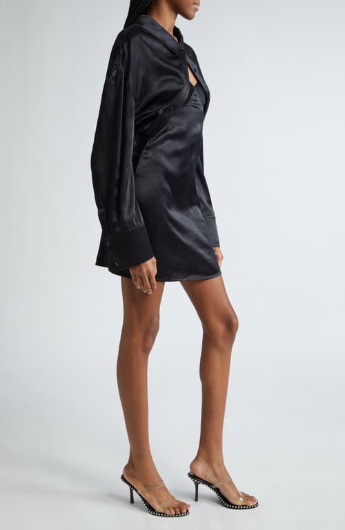 Shop Alexander Wang Prestyled Satin Slipdress With Bolero In Black