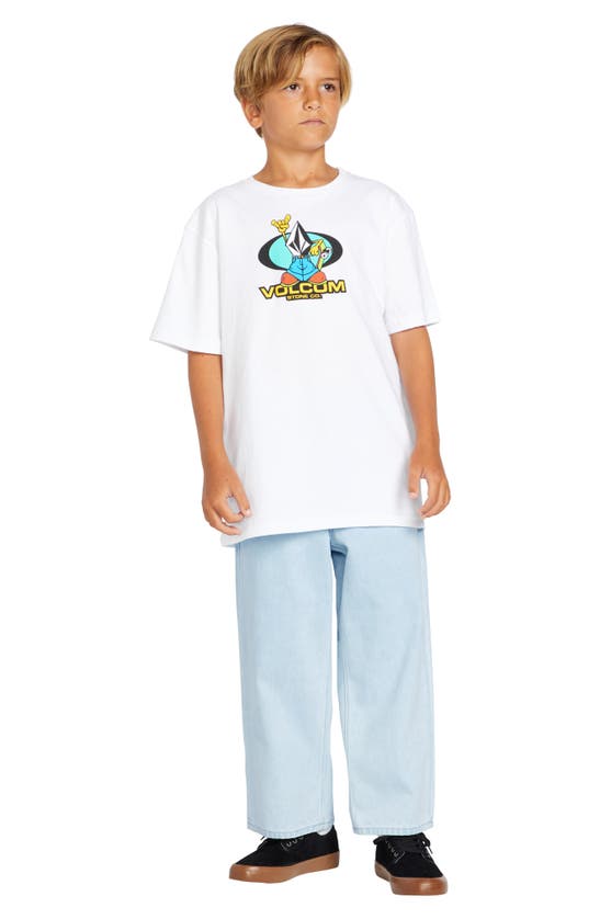 Shop Volcom Kids' Baggy Cotton Graphic T-shirt In White