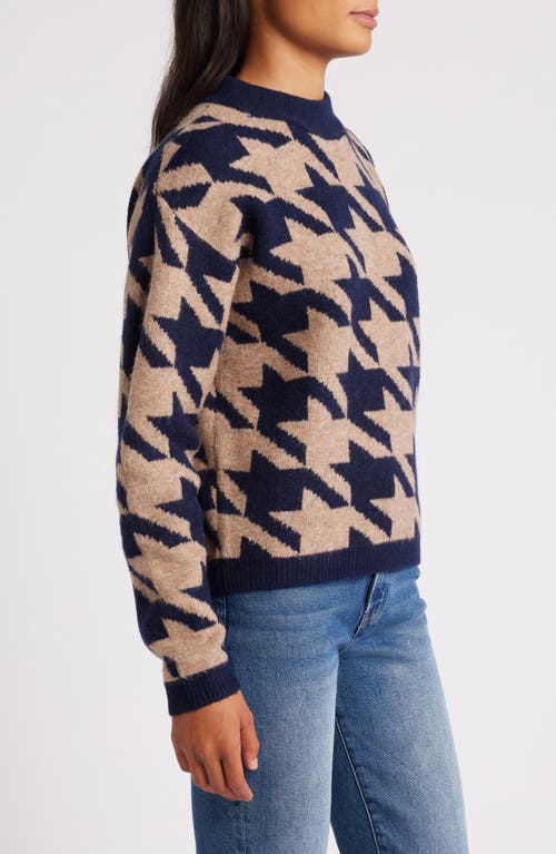 Shop Hatley Carmi Houndstooth Mock Neck Sweater In Blue