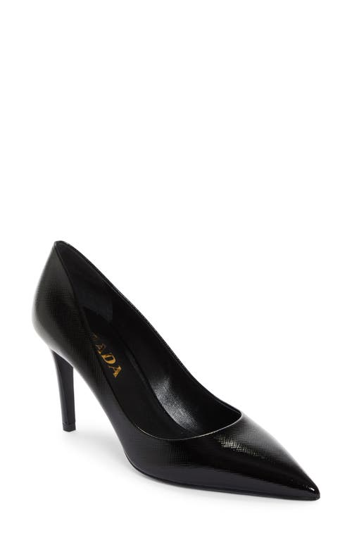 Shop Prada Saffiano Leather Pump In Nero