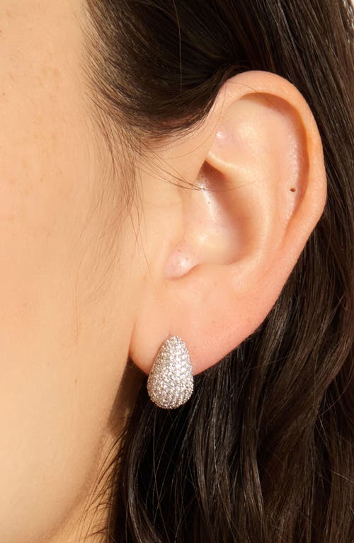 Adornia Sterling Silver Plated Teardrop Pave Earrings In Silver