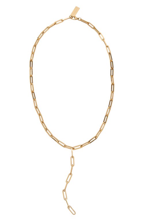 Paper Clip Chain Y-Necklace in Gold