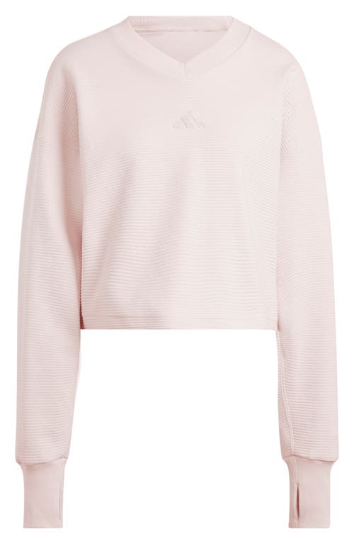 Shop Adidas Originals Adidas All Szn Rib V-neck Sweatshirt In Sandy Pink