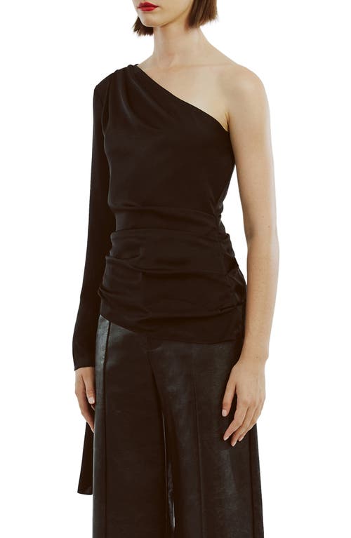 Shop Bardot Elisabetta One-shoulder Satin Top In Black