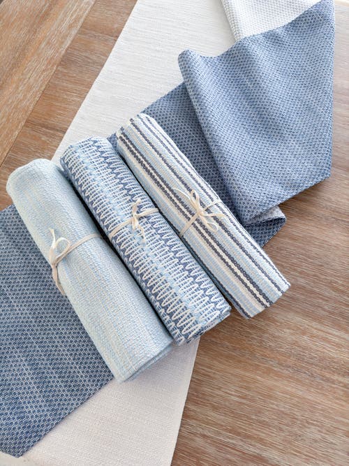 Anaya Yacht Stripe Indoor Outdoor Table Runner In Blue