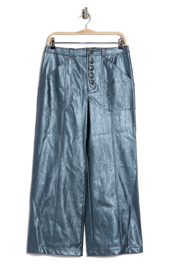 Cinq À Sept Benji Snakeskin Embossed Wide Leg Pants In Onyx