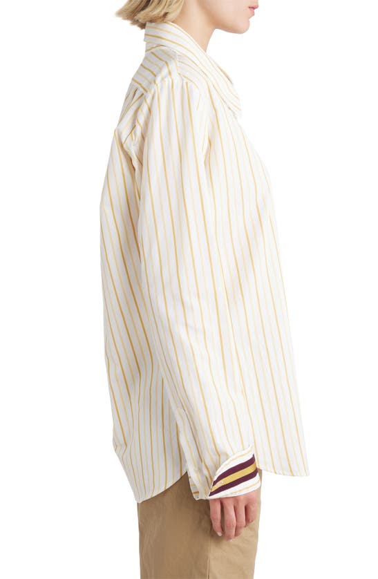 Shop Dries Van Noten Clavini Stripe Cotton Poplin Button-up Shirt In Yellow