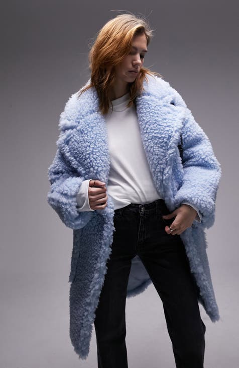 Blue Jean Colored Hooded Mink Fur Coat