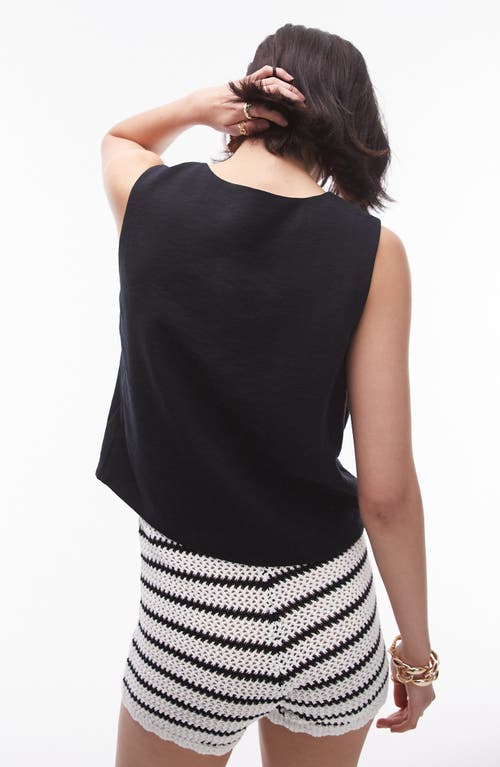 Shop Topshop Asymmetric Button Front Top In Black