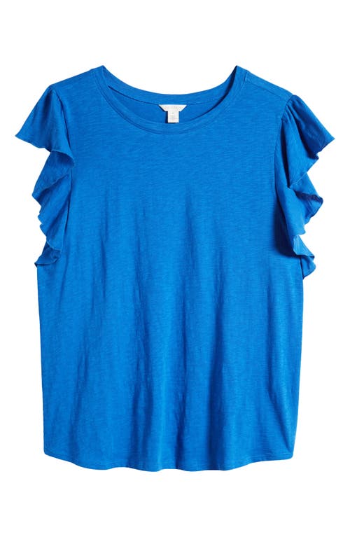 caslon(r) Flutter Sleeve Cotton Slub Jersey Top at Nordstrom,