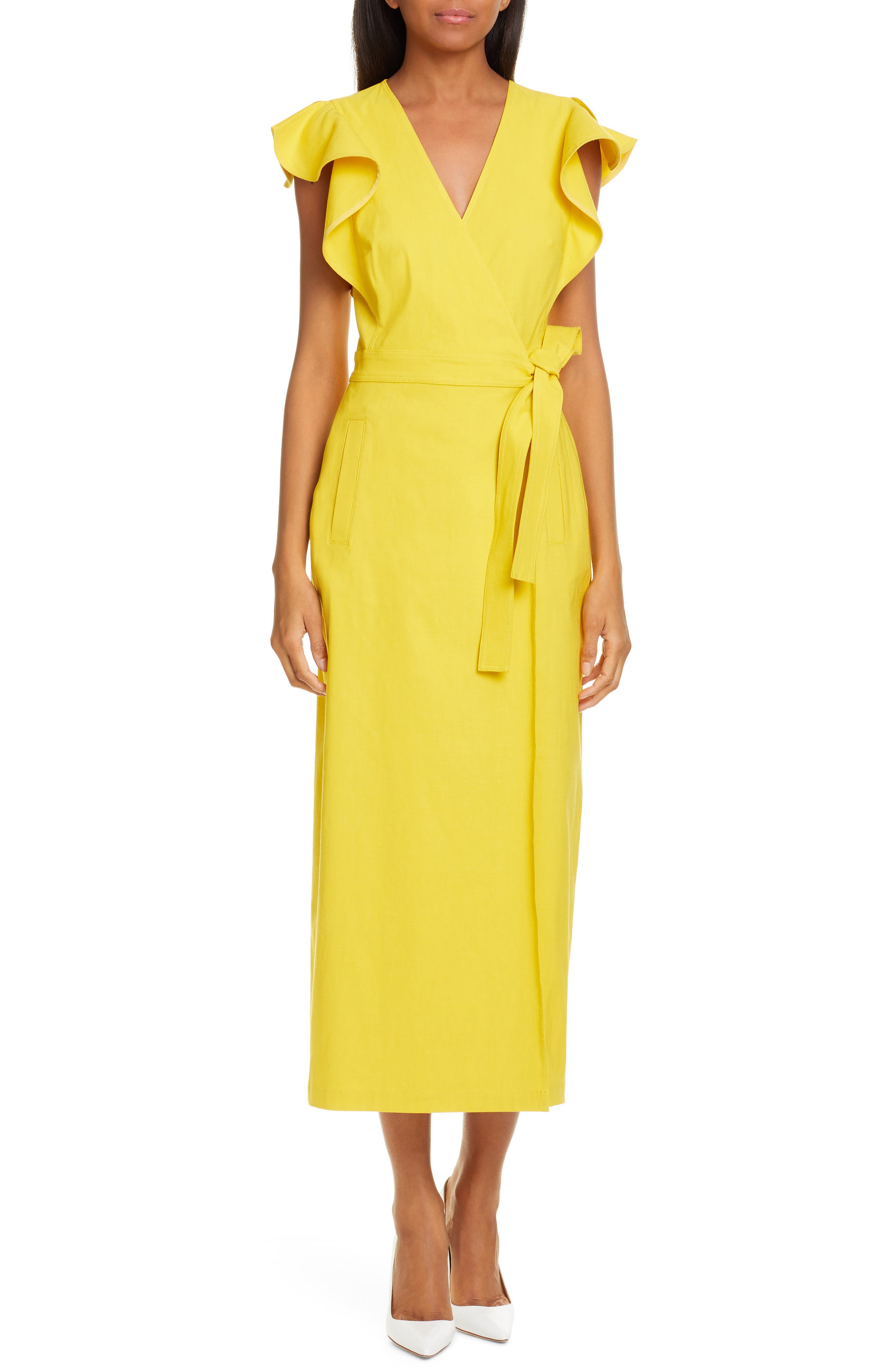 alc yellow walker dress