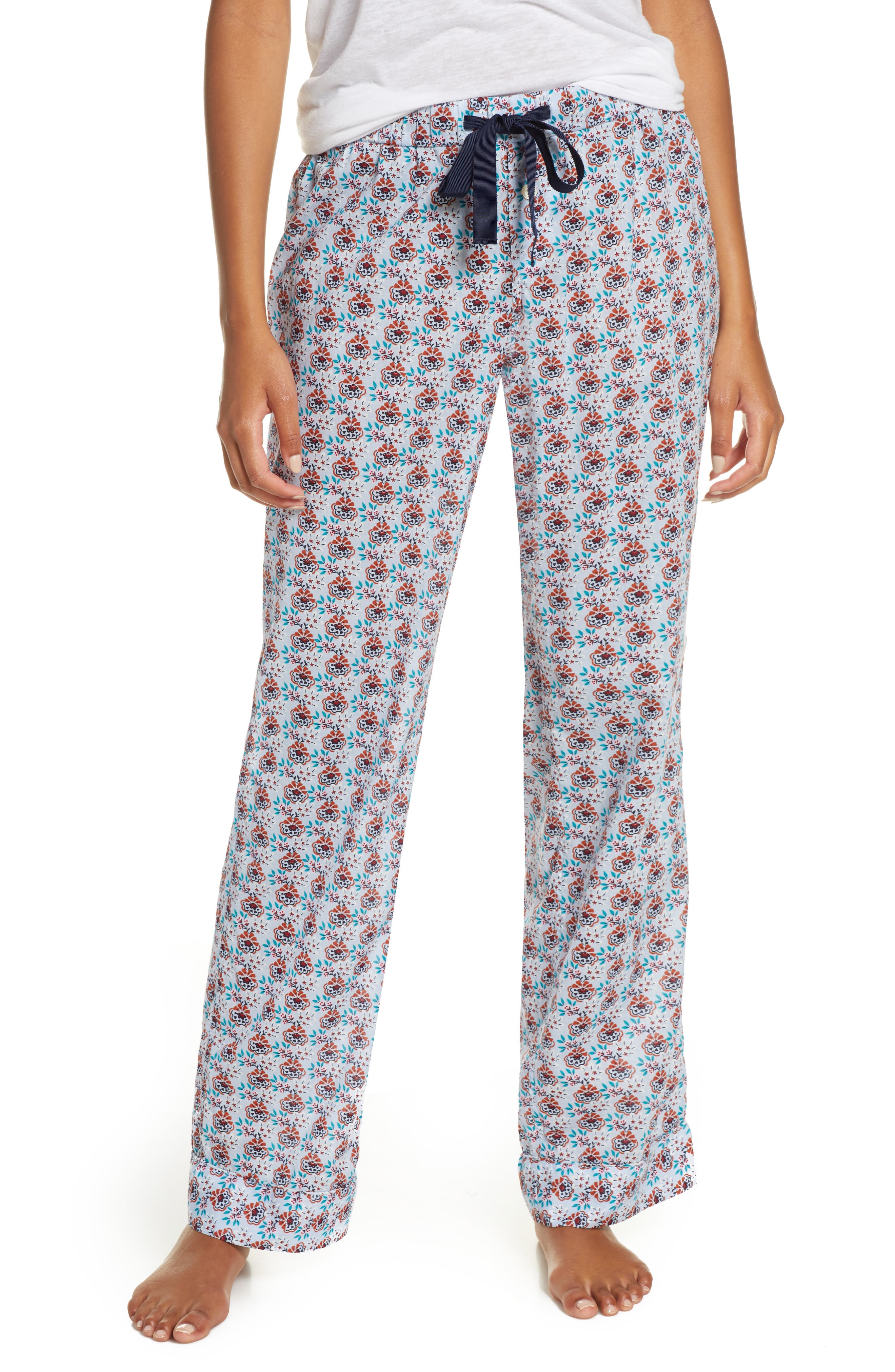 J.crew Crop Lightweight Cotton Pajama Pants, Blue (Nordstrom Exclusive)