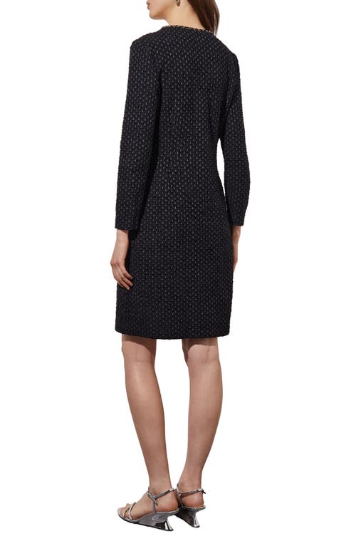 Shop Ming Wang Metallic Braid Detail Long Sleeve Dress In Blk/granite