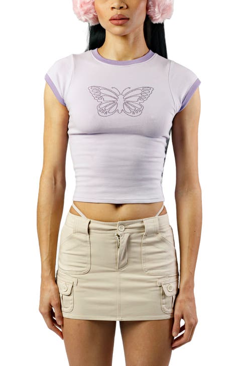Y2K Butterfly Crop Top - Streetwear Society Aesthetic Clothes