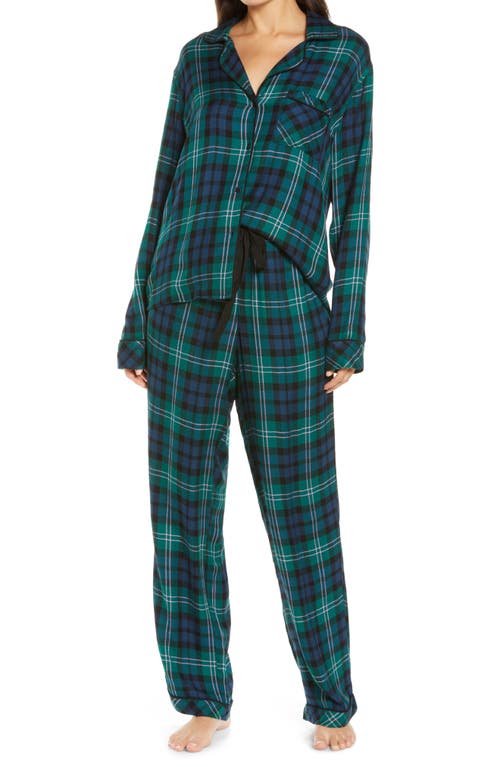 Clara Plaid Pajamas in Midnight Emerald Blue