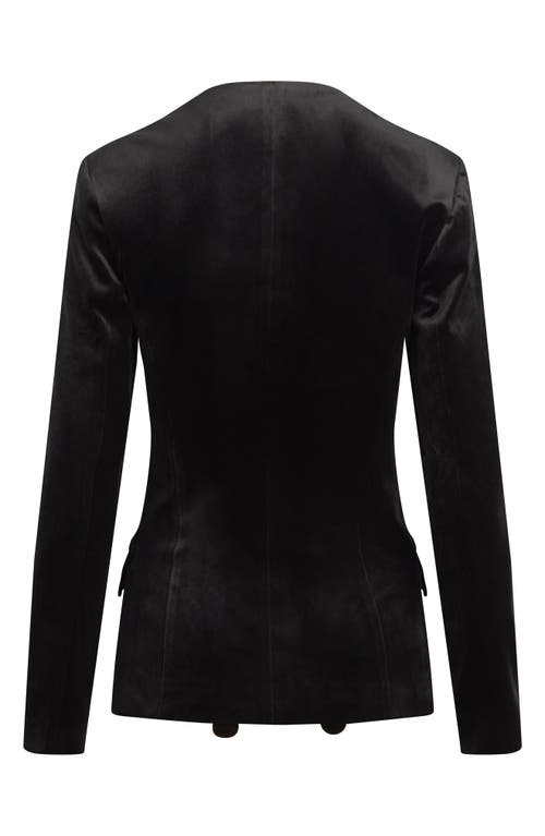 Shop Favorite Daughter The Penelope Square Neck Velvet Jacket In Black