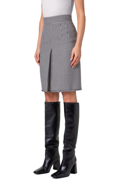 Shop Akris Punto Houndstooth Fringed Skirt In Black-cream