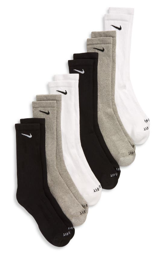 Nike Dry 6-pack Everyday Plus Cushion Crew Training Socks In White/ Grey/ Black