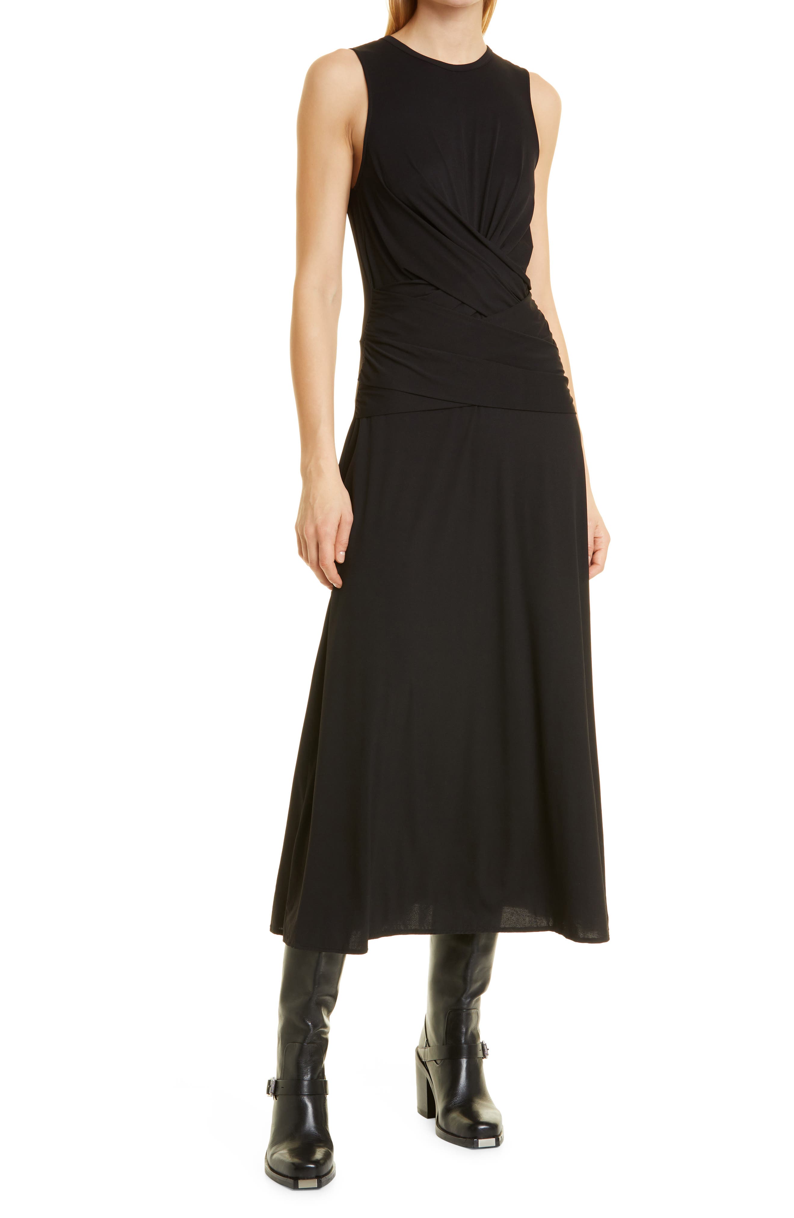 rag & bone Rose Wrap Front Sleeveless Dress in Black at Nordstrom, Size Xx-Small