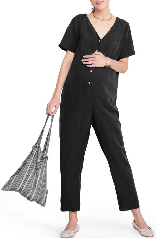 The Noelle Maternity Nursing Friendly Jumpsuit in Black