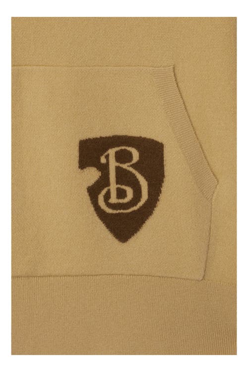 Shop Burberry B Shield Wool Blend Hoodie In Sand